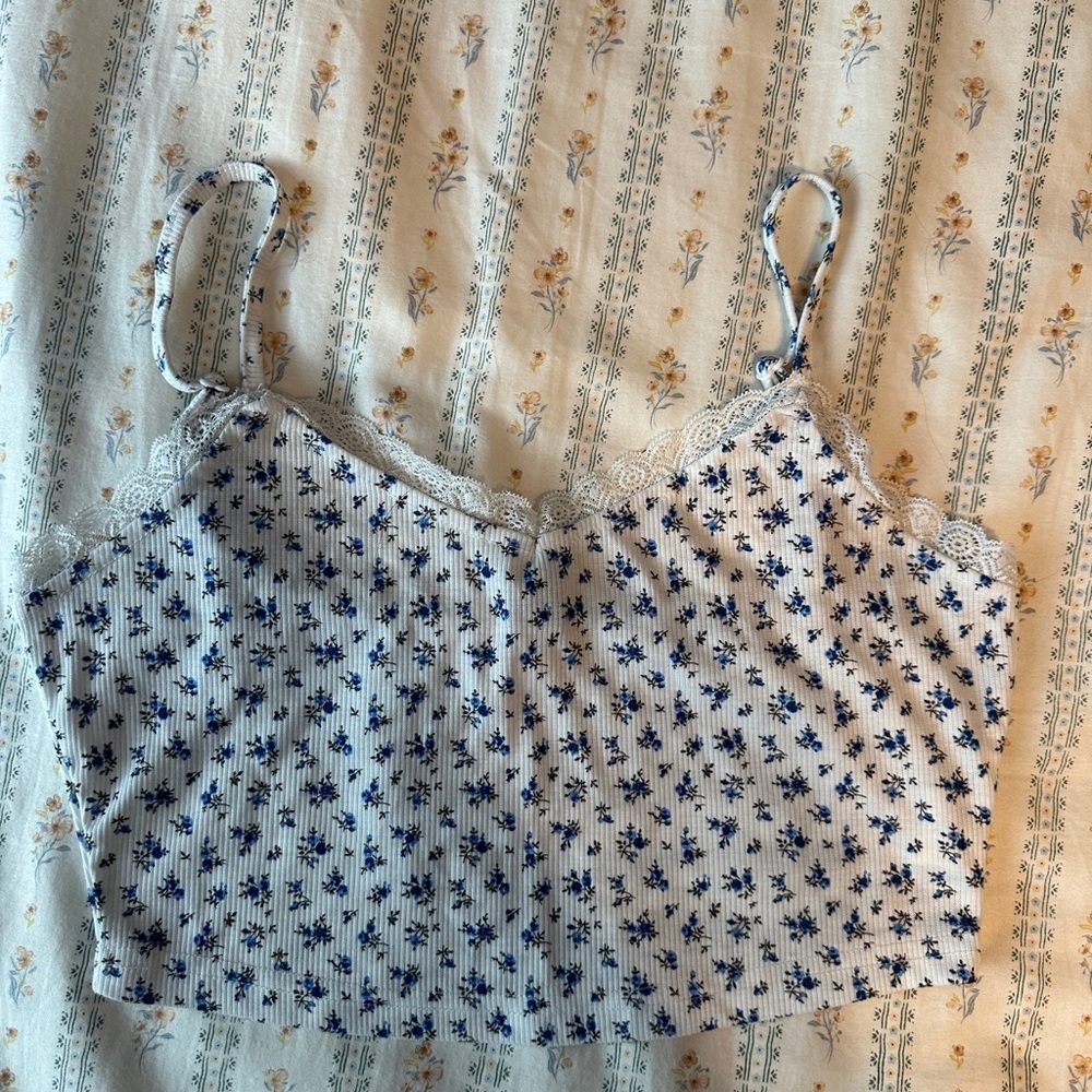 Floral Lace Trim Cami Top